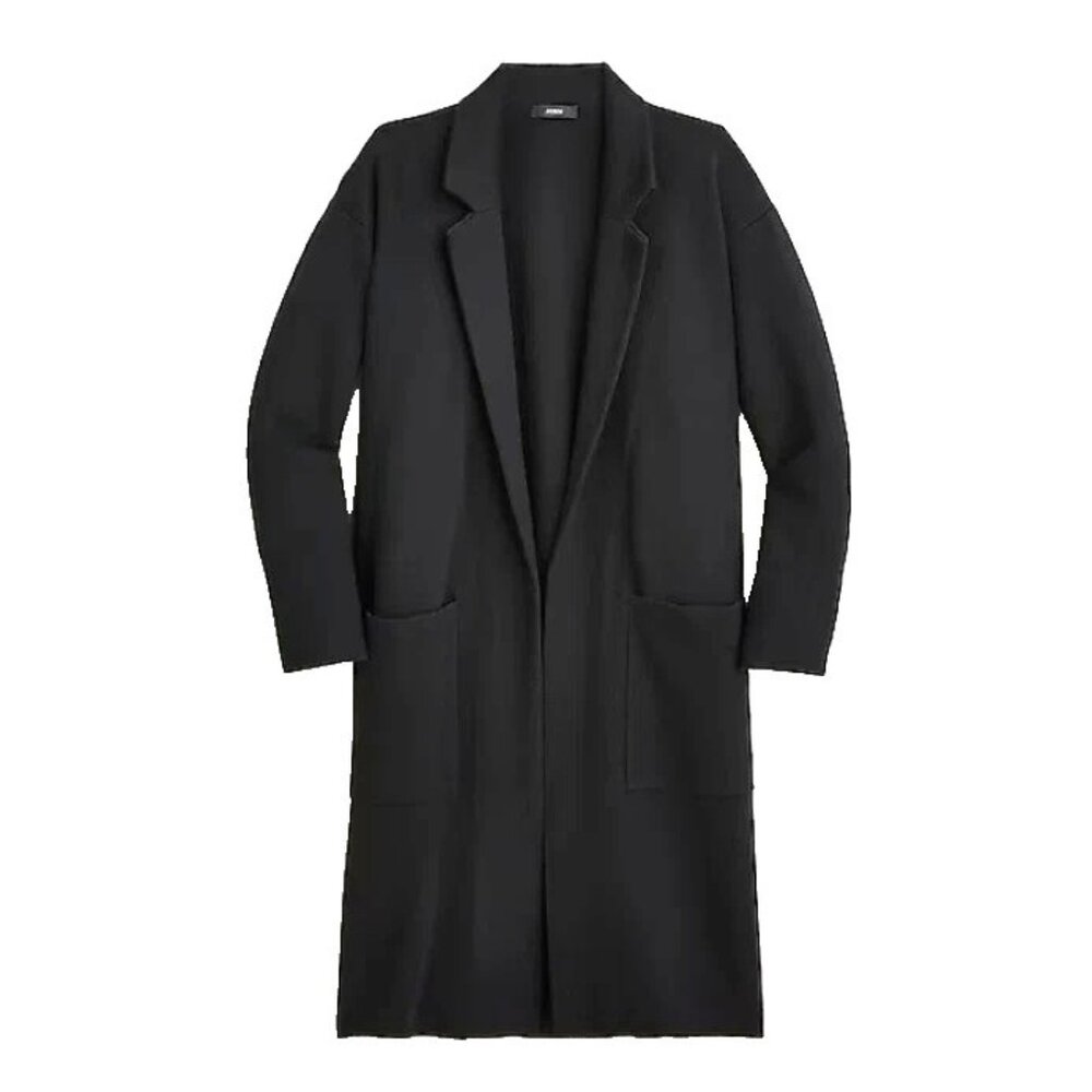 NWT J.Crew Ella in Black Open-Front Sweater Blazer Cardigan Duster S